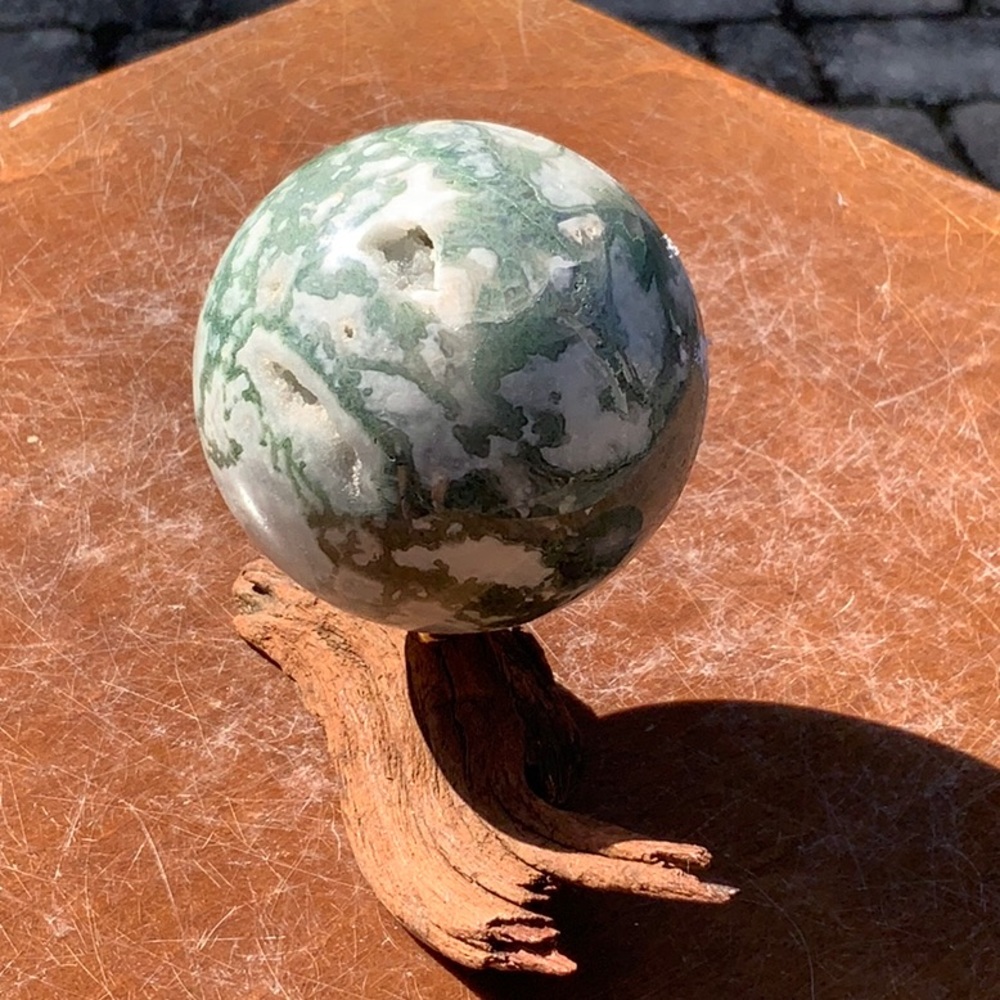 MOSS AGATE DRUZY SPHERE